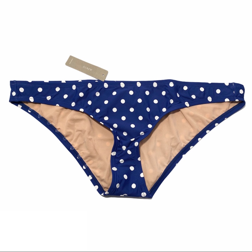 J. Crew Bikini Bottom XL Surf Hipster Polka Dot Navy Blue